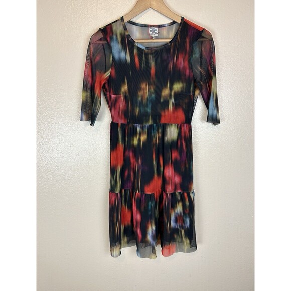 Baum und Pferdgarten Dresses & Skirts - Baum Und Pferdgarten XS Mesh Dress Mini Short Sleeve Y2K Floral Blur Artsy